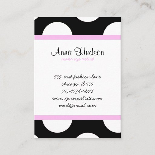 Customizable Whimsical Trendy Polka Dots Black White Pink Business Card