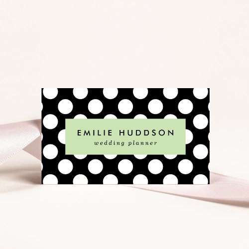 Black and White Polka Dots Polka Dot Pattern Business Card