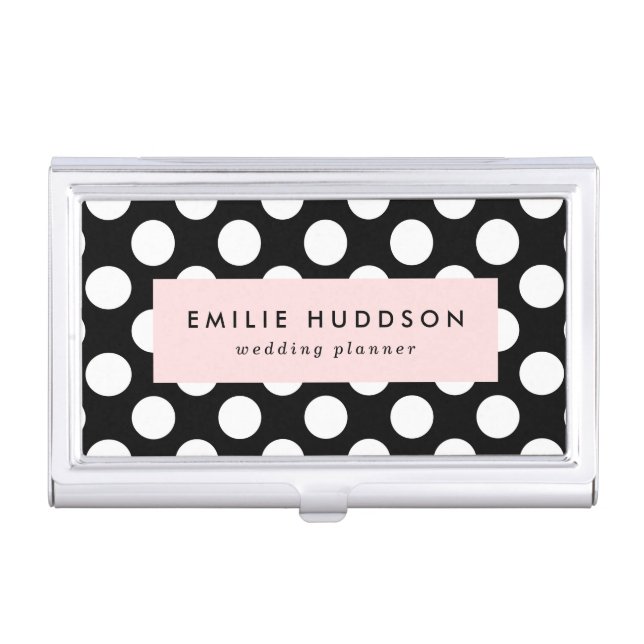 Black and White Polka Dots, Polka Dot Pattern Business Card Case (Front)