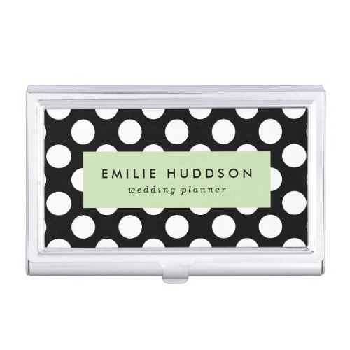 Black and White Polka Dots Polka Dot Pattern Business Card Case