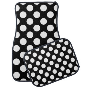 Black and White Polka Dots, Polka Dot Pattern Car Floor Mat