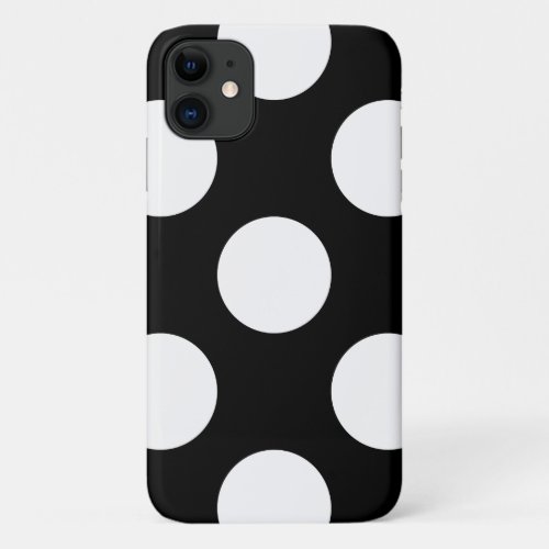 Black and White Polka Dots Polka Dot Pattern iPhone 11 Case
