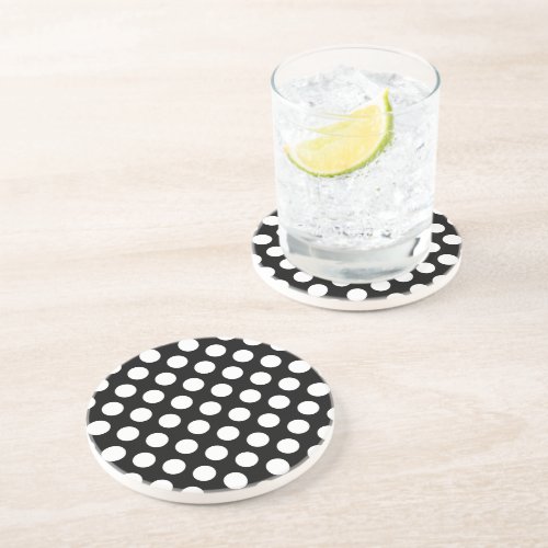 Black and White Polka Dots Polka Dot Pattern Coaster