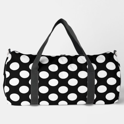 Black and White Polka Dots Polka Dot Pattern Duffle Bag