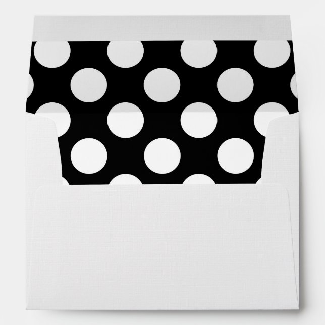 Black and White Polka Dots, Polka Dot Pattern Envelope (Back (Bottom))