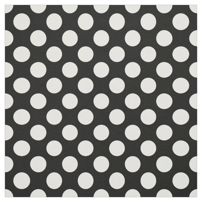 Black and White Polka Dots, Polka Dot Pattern Fabric (Swatch)