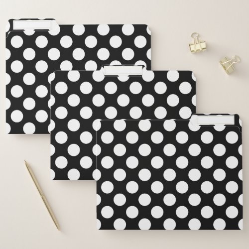 Black and White Polka Dots Polka Dot Pattern File Folder