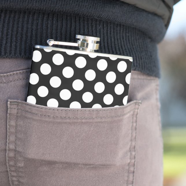 Black and White Polka Dots, Polka Dot Pattern Flask (In Situ)