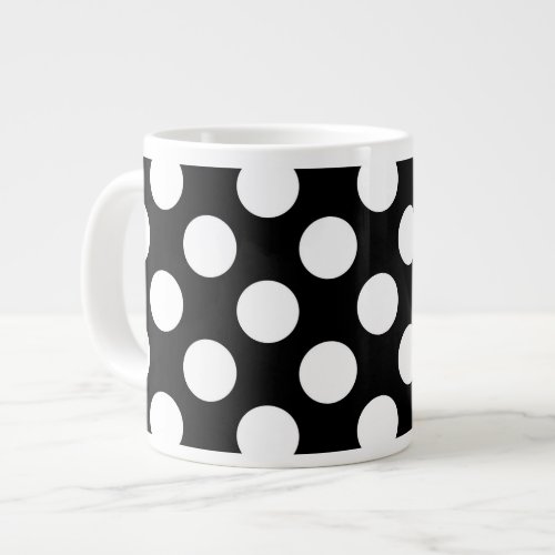 Black and White Polka Dots Polka Dot Pattern Giant Coffee Mug