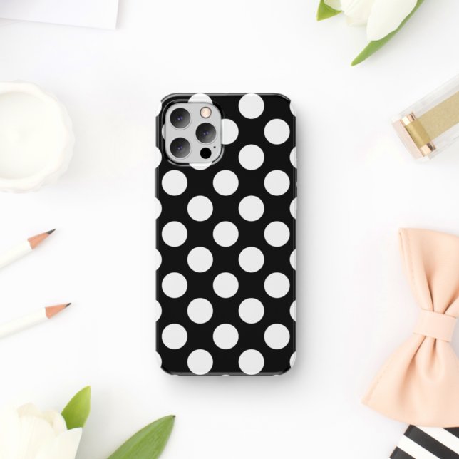 Black and White Polka Dots, Polka Dot Pattern iPhone Case (Creator Uploaded)