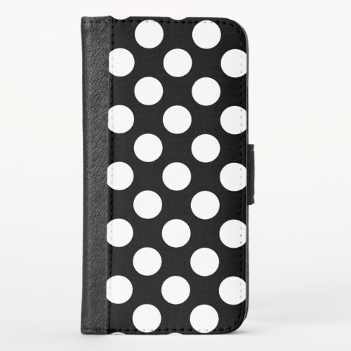 Black and White Polka Dots Polka Dot Pattern iPhone X Wallet Case