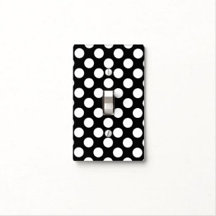 Black and White Polka Dots, Polka Dot Pattern Light Switch Cover