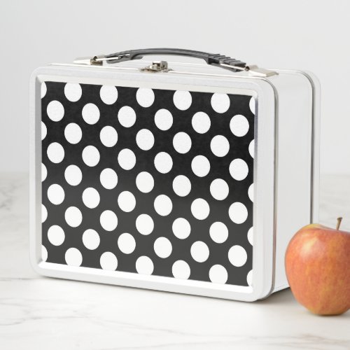 Black and White Polka Dots Polka Dot Pattern Metal Lunch Box