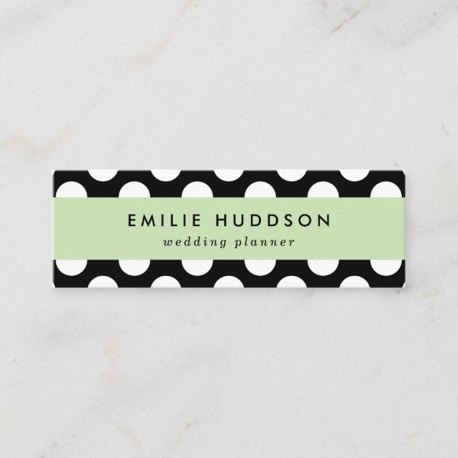 Black and White Polka Dots, Polka Dot Pattern Mini Business Card (Front)