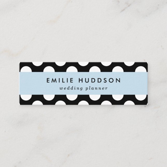 Black and White Polka Dots, Polka Dot Pattern Mini Business Card (Front)