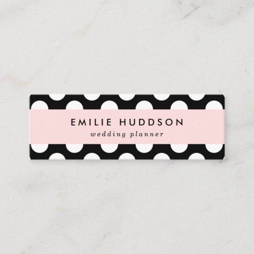 Black and White Polka Dots Polka Dot Pattern Mini Business Card