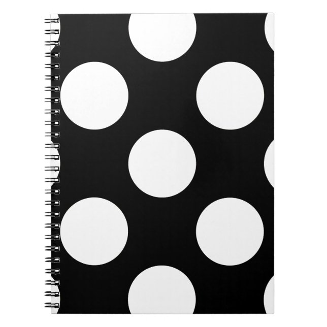 Black and White Polka Dots, Polka Dot Pattern Notebook (Front)