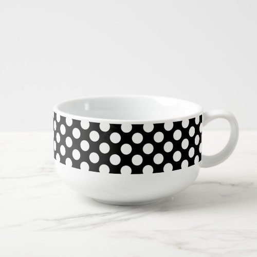 Black and White Polka Dots Polka Dot Pattern Soup Mug