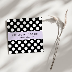 Black and White Polka Dots, Polka Dot Pattern Square Business Card