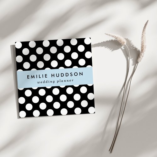 Black and White Polka Dots Polka Dot Pattern Square Business Card