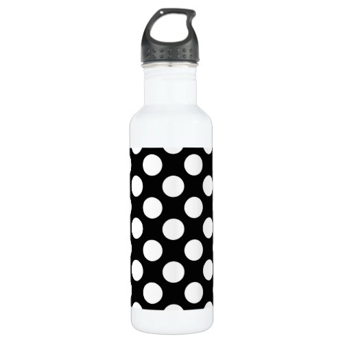 Black and White Polka Dots Polka Dot Pattern Stainless Steel Water Bottle