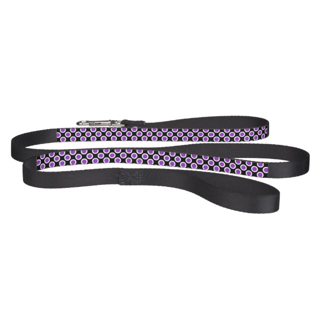 Black and White Polka Dots Purple Dog Leash (Full)
