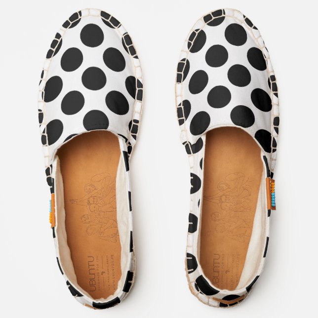 Black and White Polka Dots Retro Pattern Espadrilles (Front)