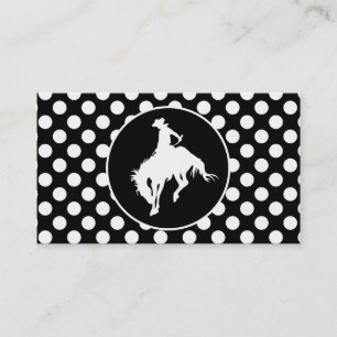Black and White Polka Dots; Rodeo Cowboy Business Card