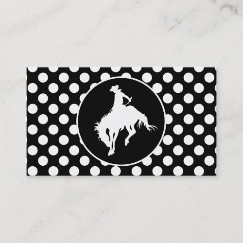 Black and White Polka Dots; Rodeo Cowboy Business Card