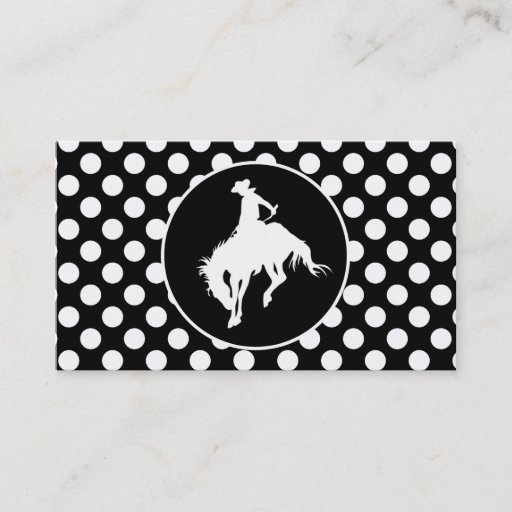 Customizable Black and White Polka Dots; Rodeo Cowboy Business Card