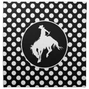 Black and White Polka Dots; Rodeo Cowboy Cloth Napkin