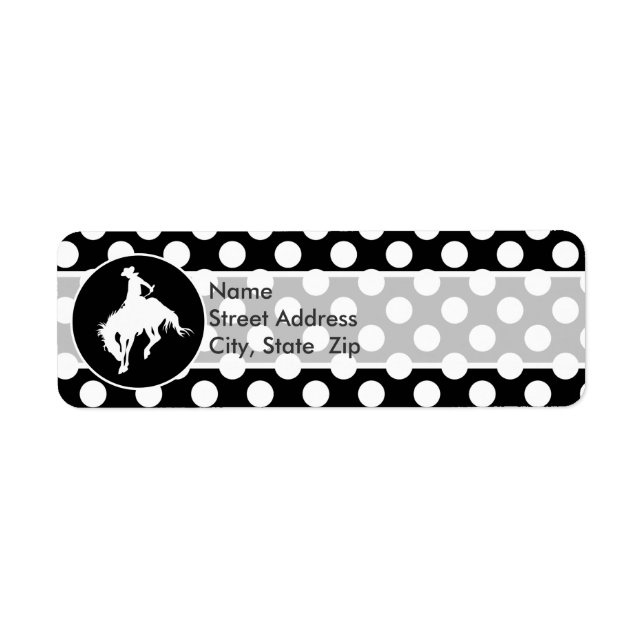 Black and White Polka Dots; Rodeo Cowboy Label (Front)