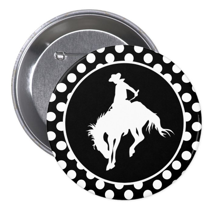 Black and White Polka Dots; Rodeo Cowboy Pin