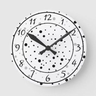 Black and White Polka Dots Round Clock