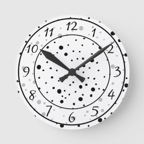 Black and White Polka Dots  Round Clock