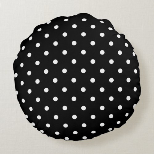 Black and white polka dots round pillow