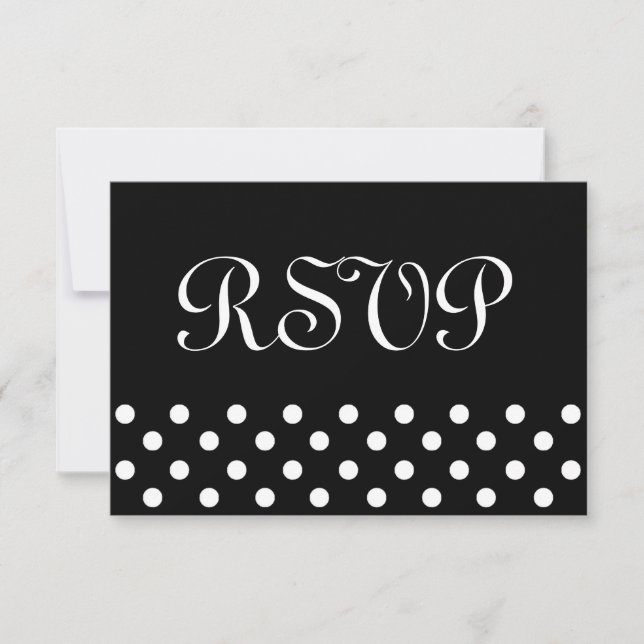Black and White Polka Dots RSVP Wedding Response (Front)