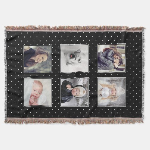 Black and White Polka Dots  Six Photos Throw Blanket