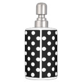 Black and White Polka Dots Soap Dispenser And Toothbrush Holder (Back)