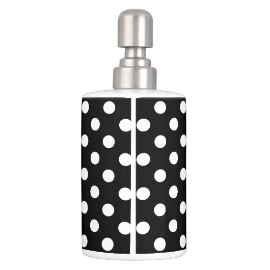 Black and White Polka Dots Soap Dispenser And Toothbrush Holder (Back)