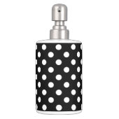 Black and White Polka Dots Soap Dispenser And Toothbrush Holder (Front)