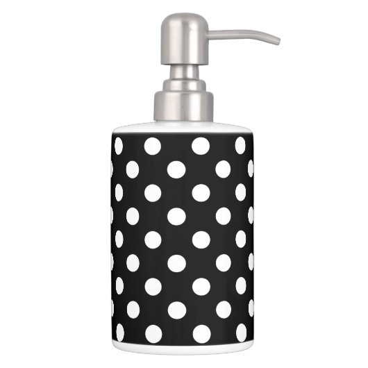 Black and White Polka Dots Soap Dispenser And Toothbrush Holder (Right)