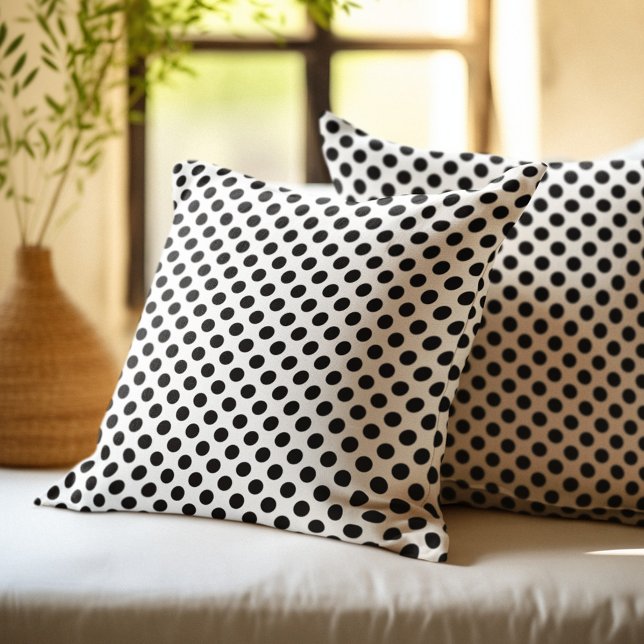 Black and White Polka Dots Throw Pillow (Creator Uploaded)