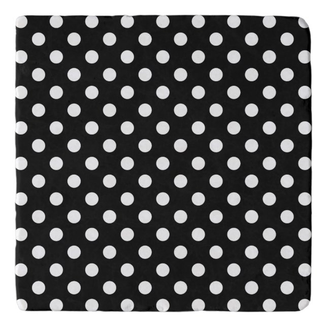 Black and White Polka Dots Trivet (Front)