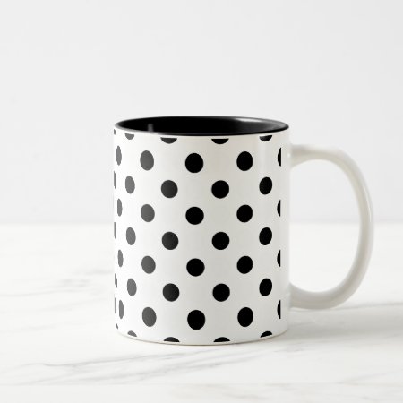 Black And White Polka Dots Two-tone Coffee Mug