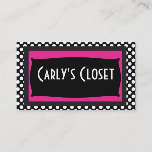 Black and White Polka Dots w/ Designer Name Plate Business Card Templates