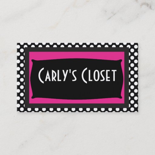 Customizable Black and White Polka Dots w/ Designer Name Plate Business Card Templates