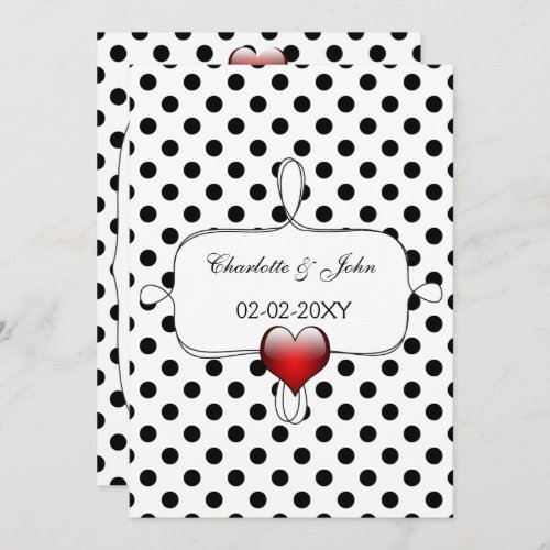 Black and White Polka Dots Wedding Invitation