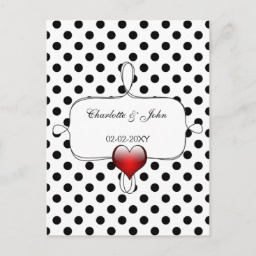 Black and White Polka Dots Wedding Invitation Postcard
