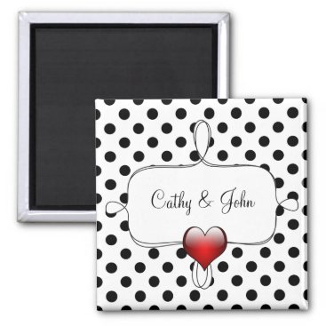 Black and White Polka Dots Wedding Magnet